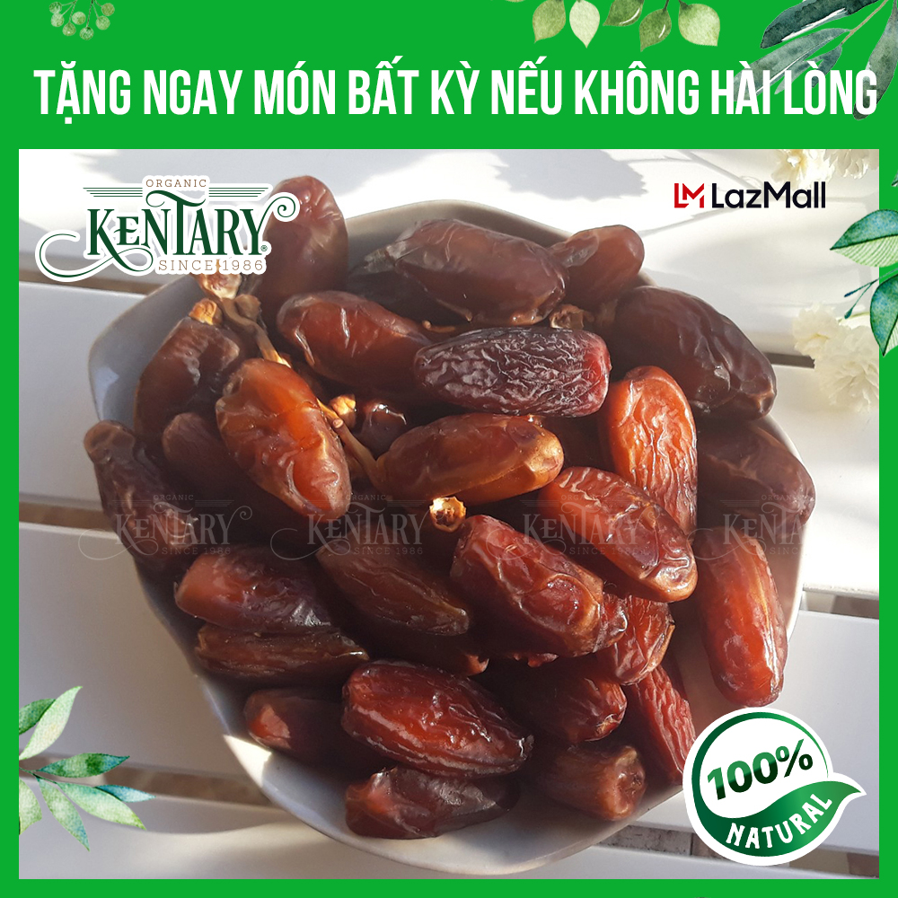 Chà là Bắc Phi nguyên cành sấy không đường Kentary túi 200gr, vị ngọt đậm đà giúp bổ máu, đẹp da - đồ ăn vặt
