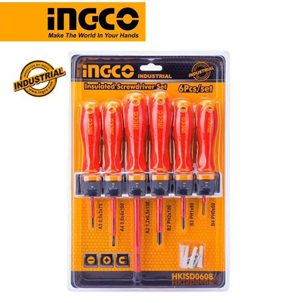 Bộ 6 tua vít cách điện ingco hkisd0608