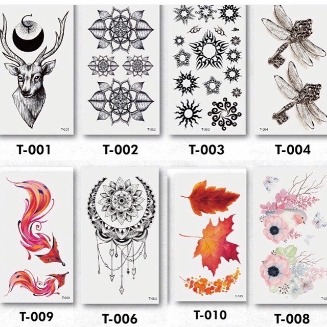 Set Nhiều Mẫu anime, xăm 3D Hình Xăm Dán, Hình Xăm henna mini Tattoo Cao Cấp