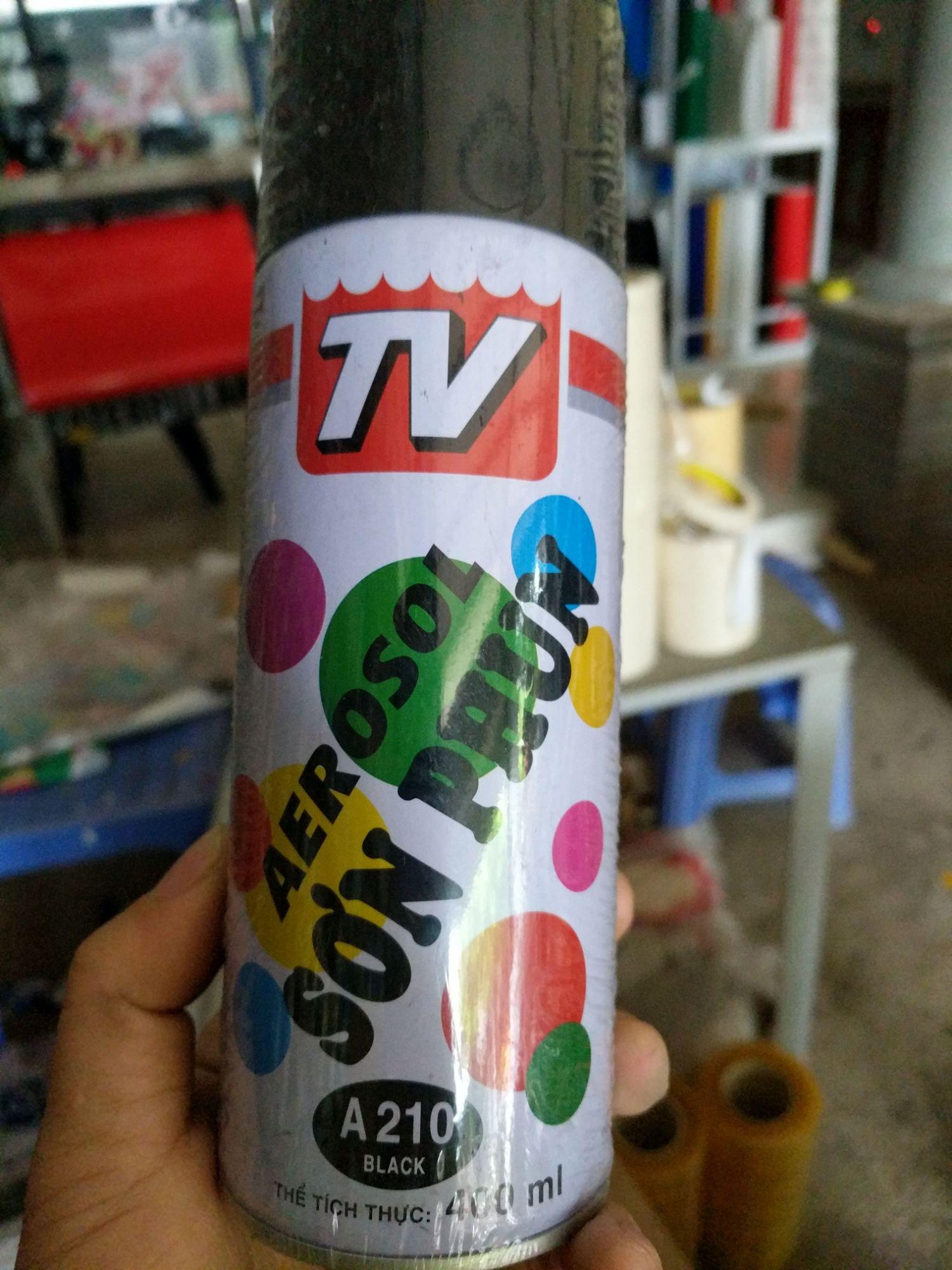 Sơn xịt màu pha sẵn atm a200 400ml màu đen bóng .