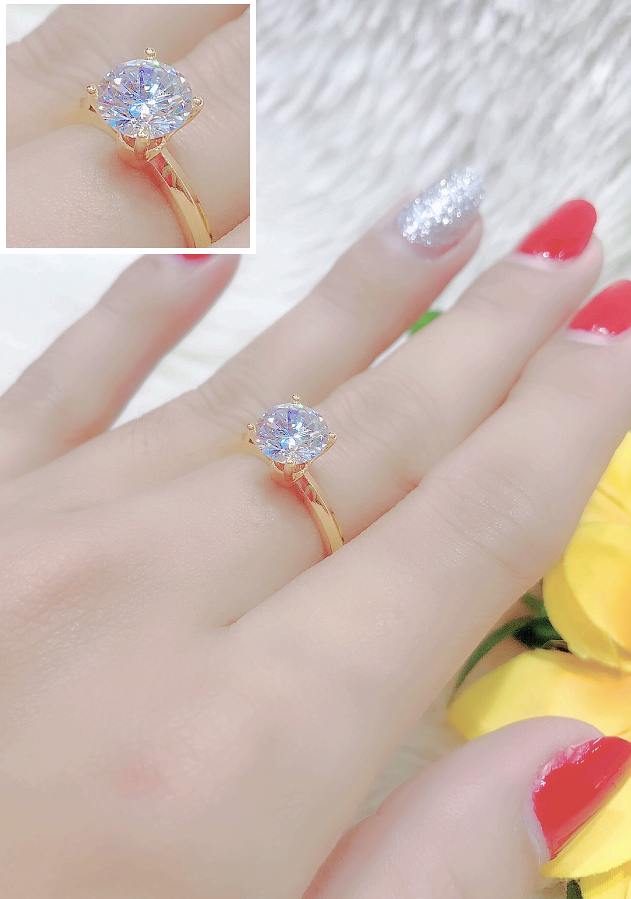 Nhẫn nữ đính xoàn mạ 18k cao cấp h846