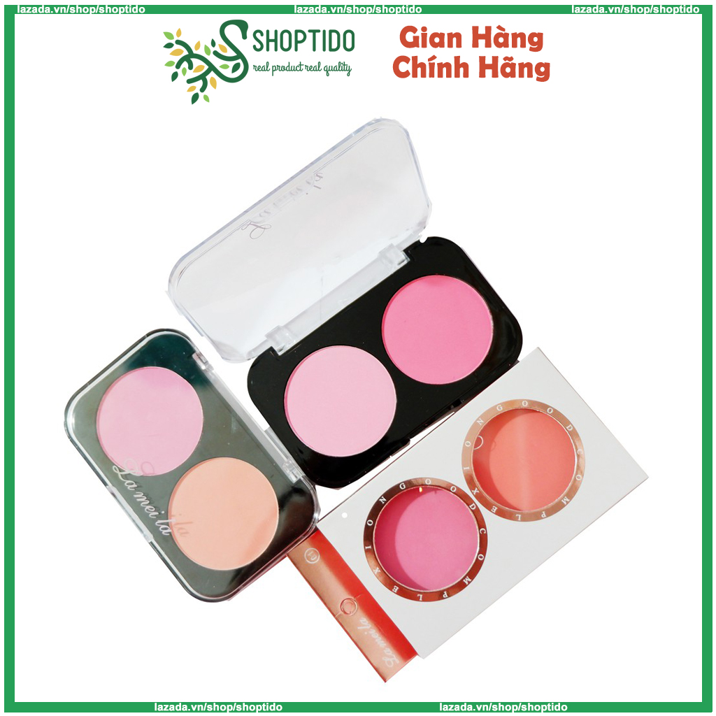 Bảng 2 ô má hồng Lameila kèm cọ tiện lợi No. 5006