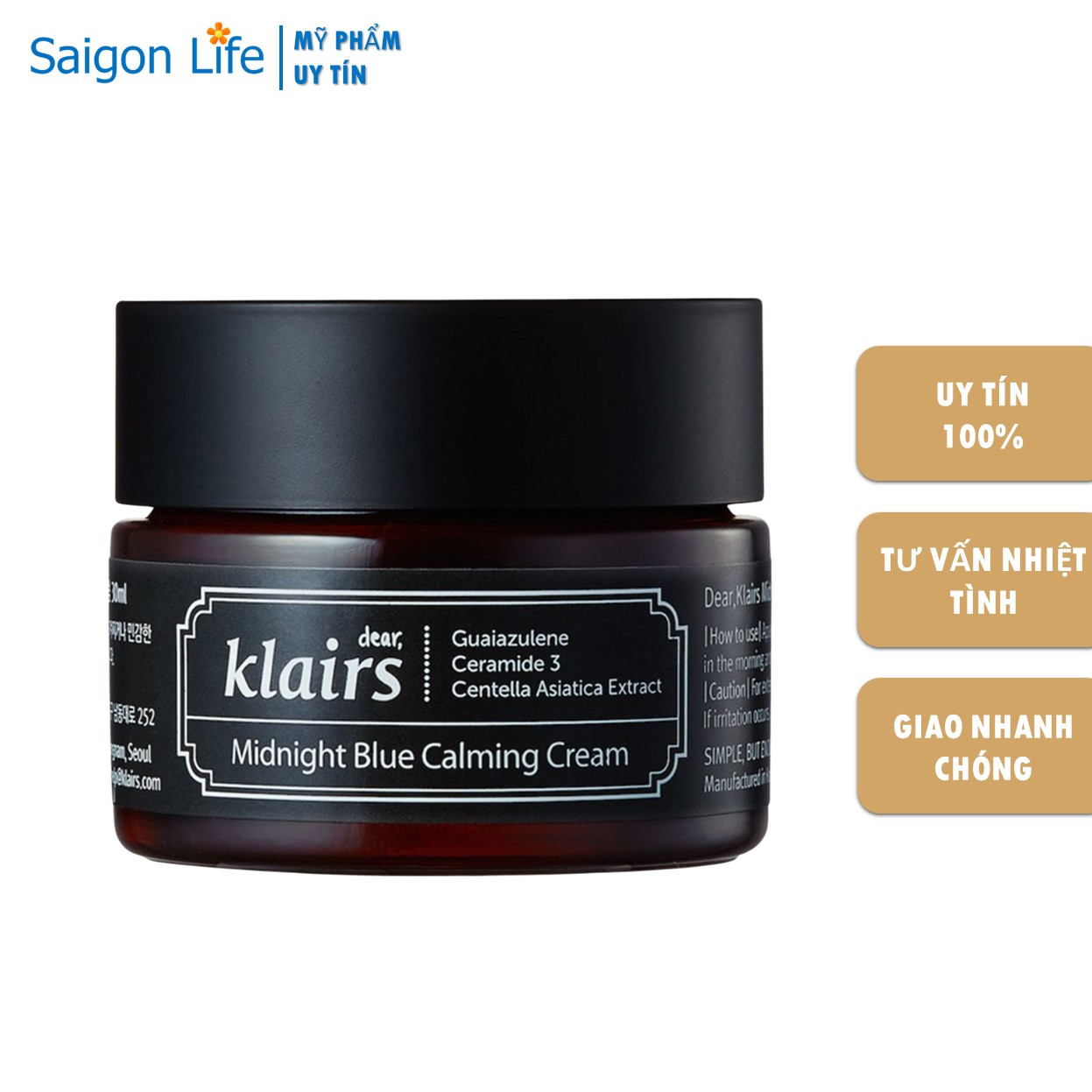 Kem Dưỡng Làm Dịu, Phục Hồi Da Tổn Thương, Nhạy Cảm Klairs Midnight Blue Calming Cream 30ml