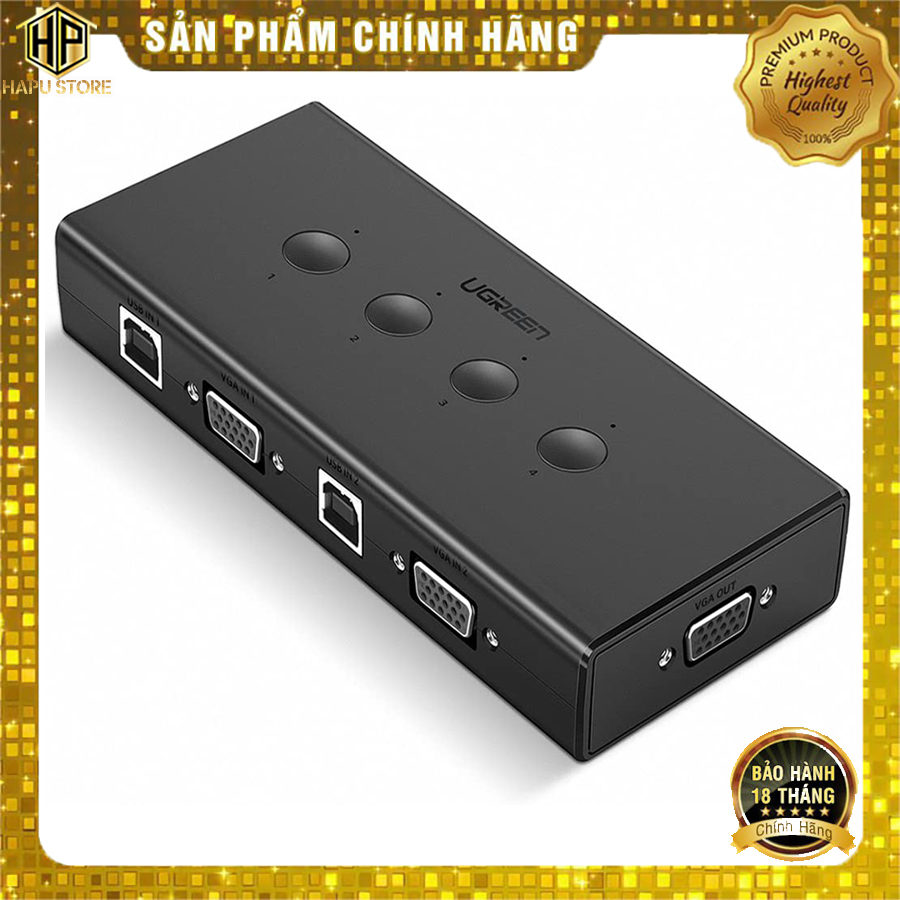 Bộ kvm 4 máy tính dùng chung 1 màn hình vga ugreen 50280 chính hãng - hapustore