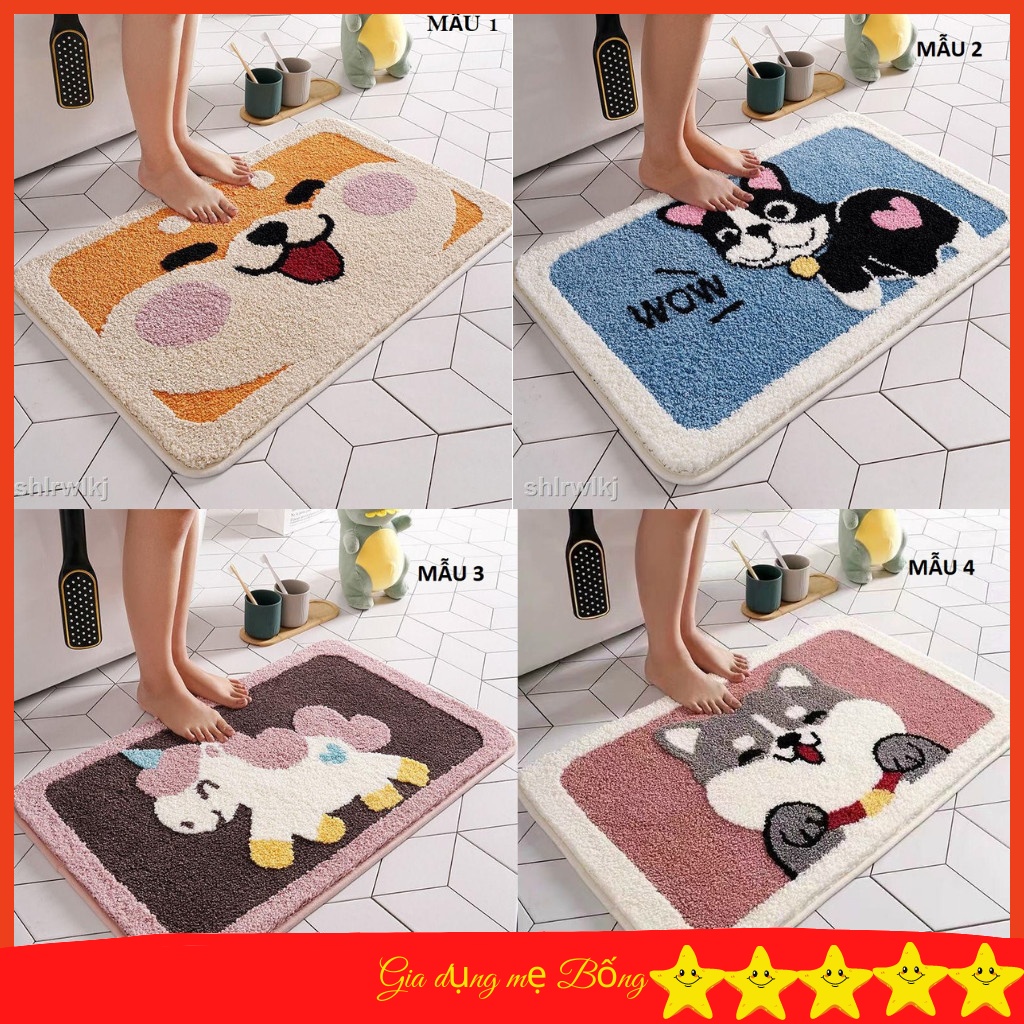 Thảm chùi chân cao cấp, thảm lông hình thú trải sàn thấm hút tốt , chống trơn trượt