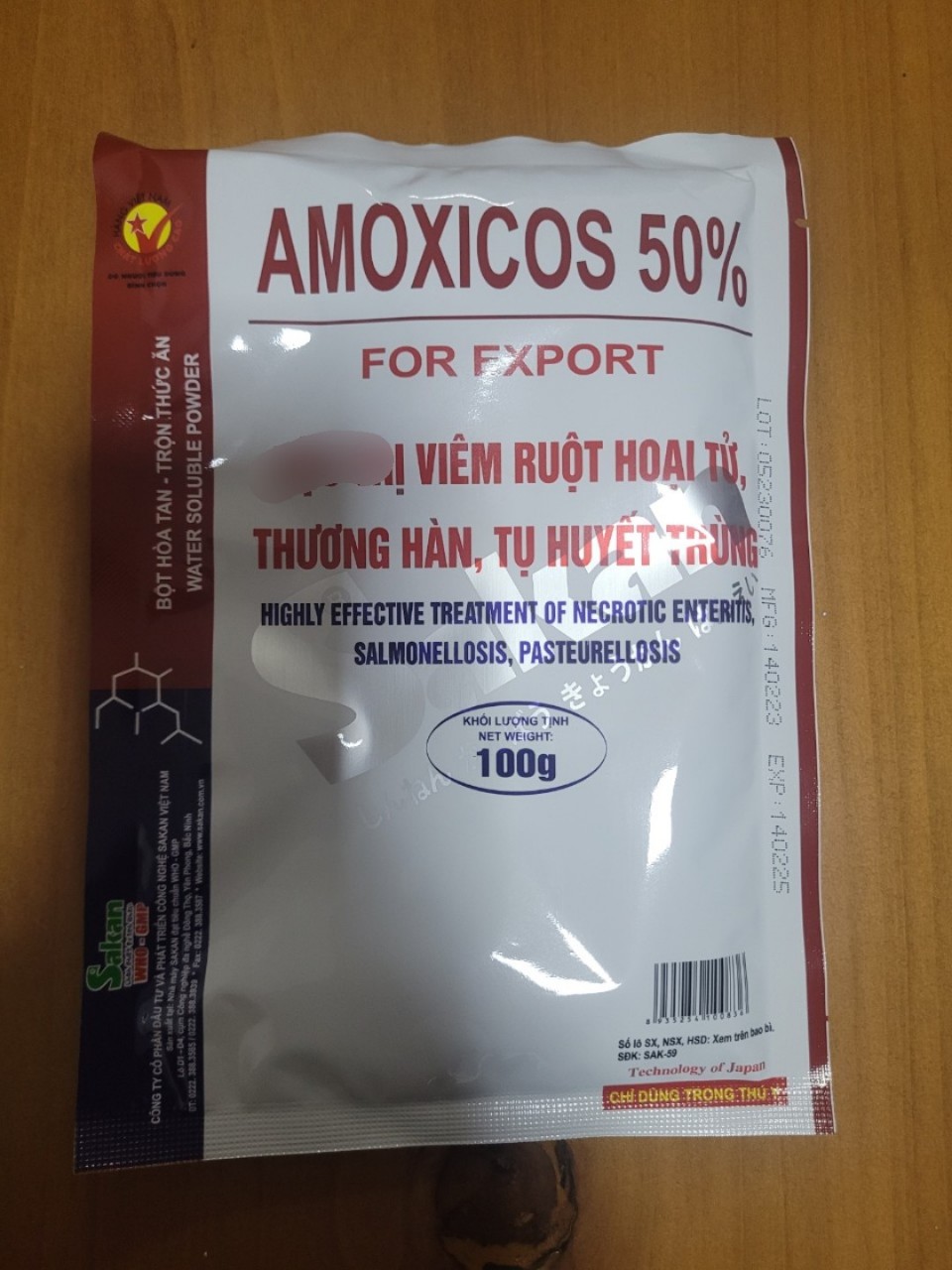Amox 50% 100g, tiêu chay xanh, trắng, tu huyêt trung