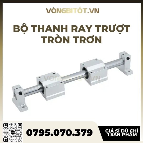 Bộ Thanh Trượt Tròn Trục 16mm dài 700mm ( Gồm 2 thanh trượt tròn SC16 dài 700mm + 4 Hộp SCS16 + 4 Kẹp SK16)