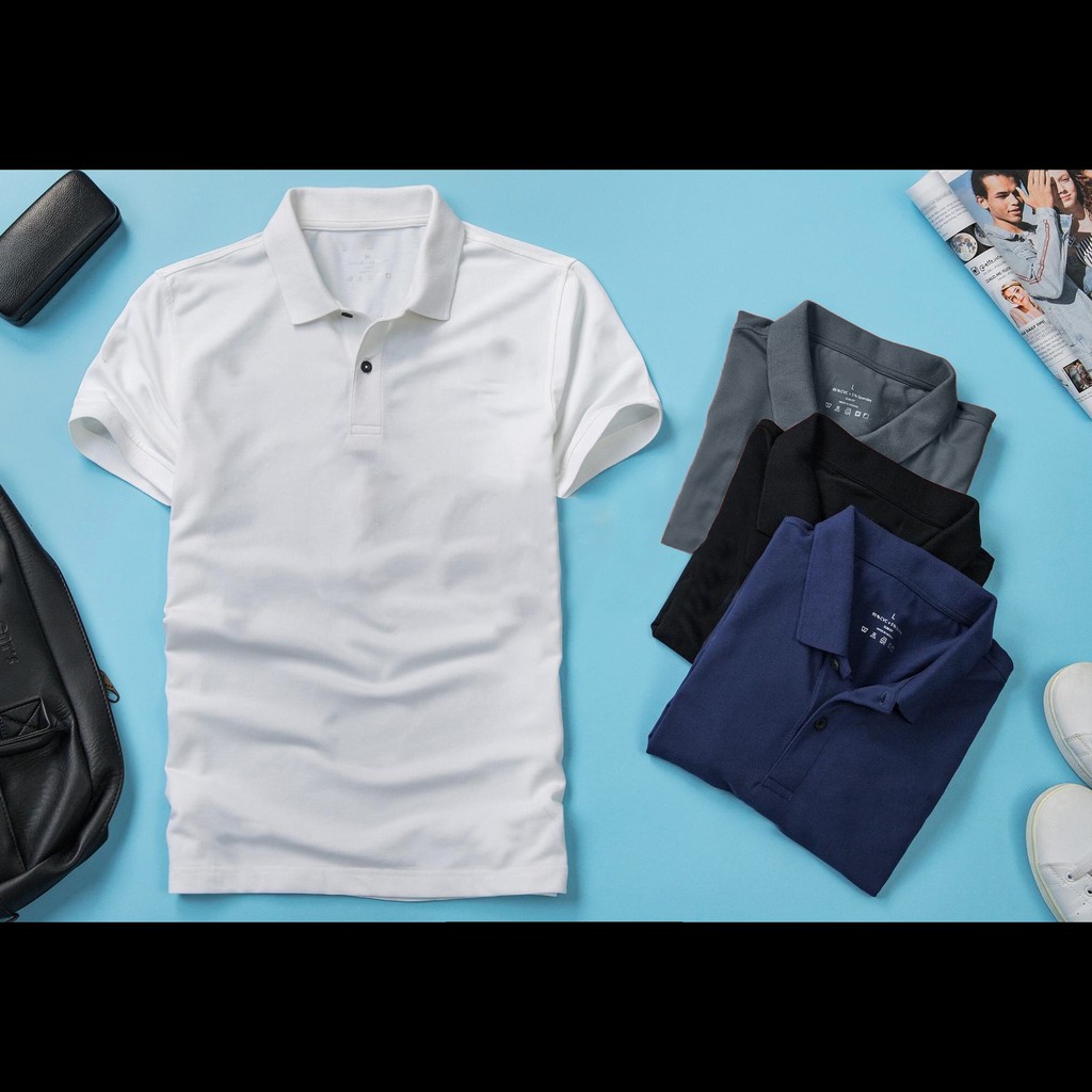 Áo thun nam POLO trơn thiết kế vải cá sấu cotton cao cấp ngắn tay cực sang trọng