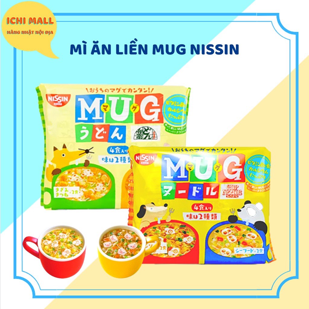 Mì Mug Nhật cho bé, mỳ mug vàng/xanh nissin Nhật Bản cho trẻ ăn dặm