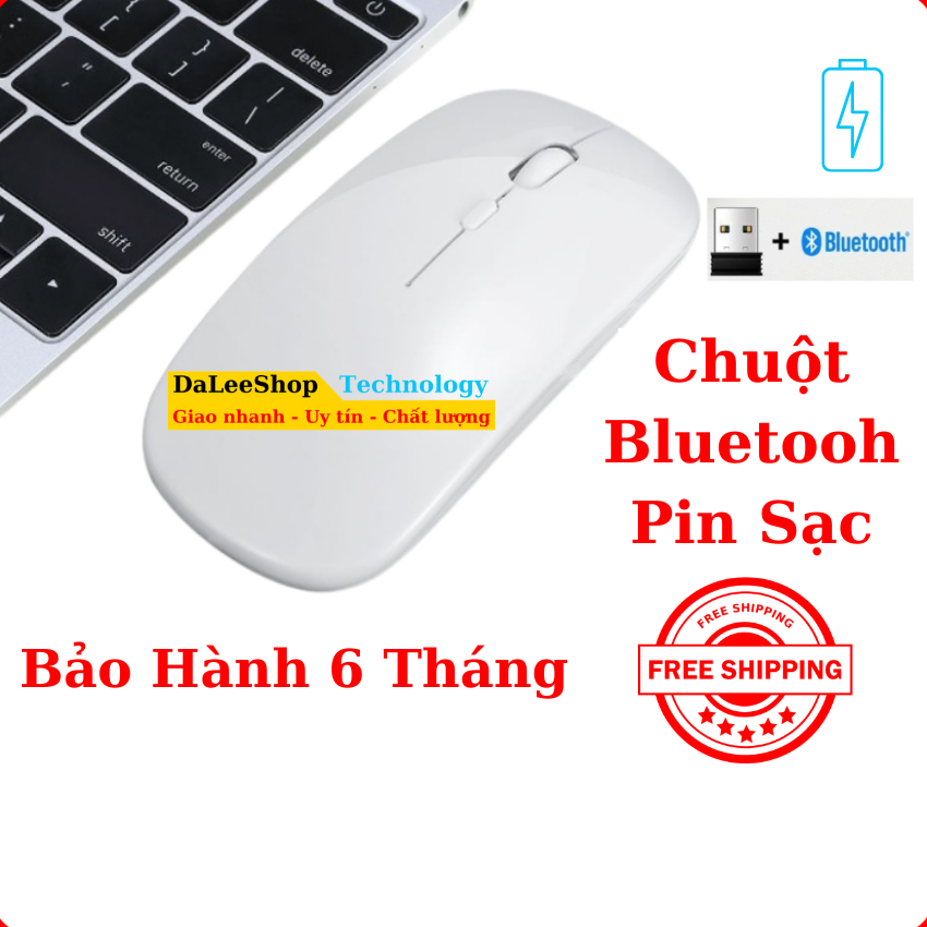 Chuột không dây pin sạc chuột máy tính bluetooth siêu mỏng không tiếng ồn bh 6 tháng daleeshop Q20