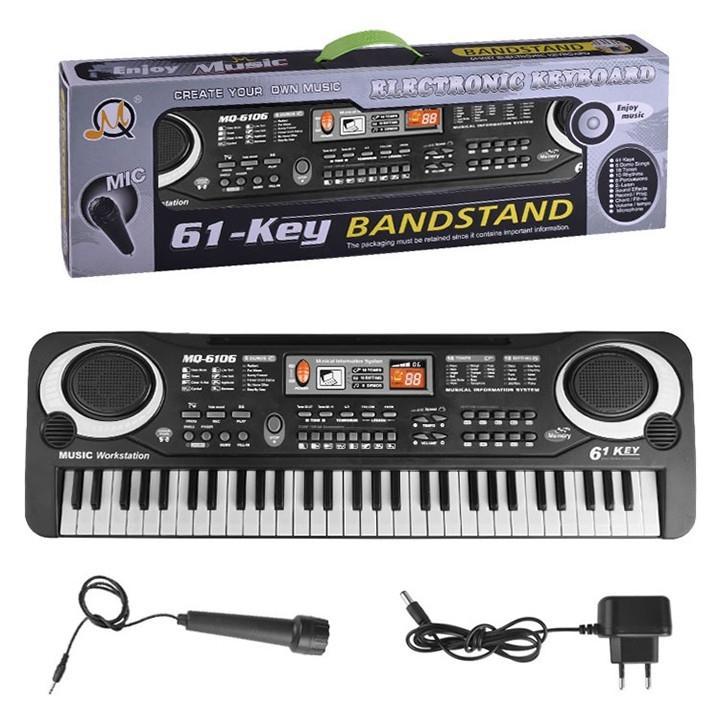 Bộ đàn organ MQ-6106 61 phím, 6 bài hát demo, 16 tones nhạc, 8 âm nhạc cụ, 100 âm và giai điêu cài sẵn, có micro, dành cho trẻ em