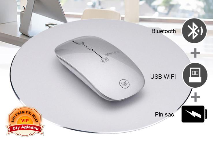 chuột không dây siêu xịn chuột bluetooth và usb wifi 2 trong 1 (sạc pin được) cho macbook air laptop mọi máy tính ok - ifox q3plus 11