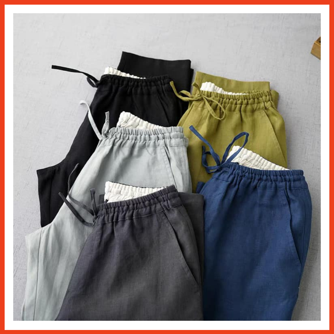 Quần Linen Nữ Lửng Dài Ống Suông Form Rộng Chất Liệu Linen Không Nhăn Thoáng Mát Đủ 4 Màu