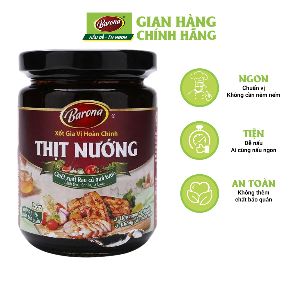 Gia Vị Thịt Nướng Barona dạng hũ 260g ướp ngon chuẩn vị không cần nêm nếm