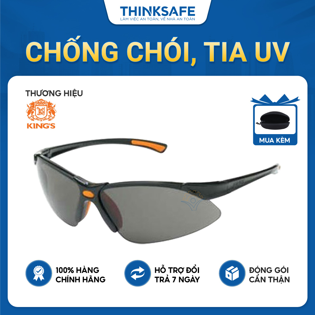 Kính bảo hộ Kings KY312 màu đen chống chói, chống tia uv, chống bụi đi đường Kính bảo vệ mắt - Thinksafe