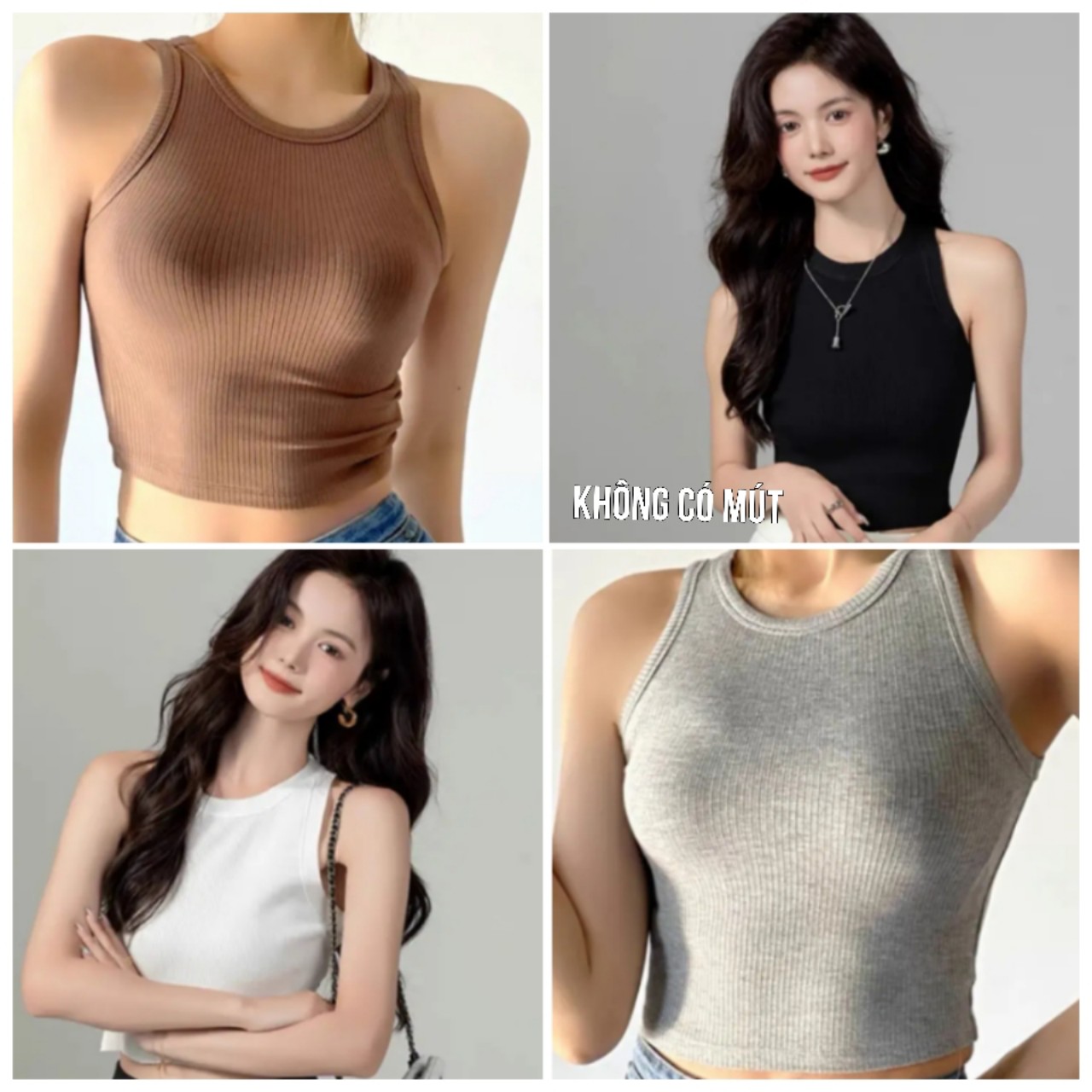 Áo thun nữ ba lỗ crop top bigsize 55-90kg vải thun gân tăm