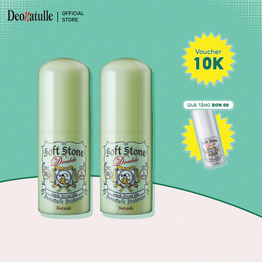 Combo 2 Lăn Khử Mùi Đá Khoáng Dạng Sáp Giúp Sáng Da Deonatulle Soft Stone Double Color Control 20G