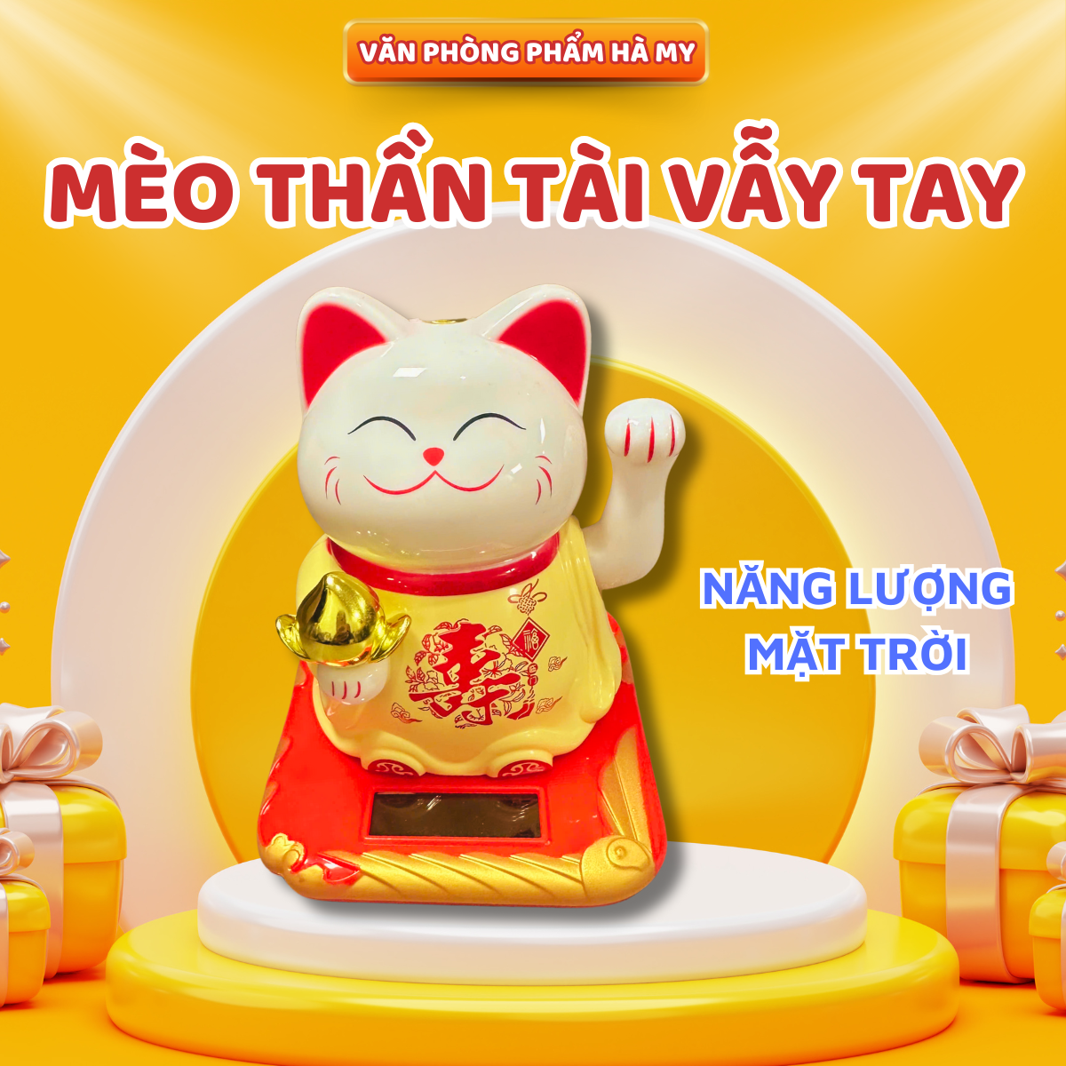 Mèo thần tài vẫy tay dùng năng lượng mặt trời mly23006