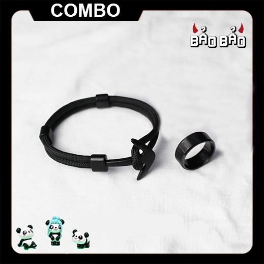Combo vòng tay nam mỏ neo nhẫn titan cá tính set lắc tay nam kèm nhẫn titan - Bảo Bảo Store
