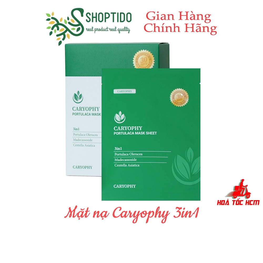 Mặt nạ Caryophy hỗ trợ phục hồi và chăm sóc da mụn Caryophy Portulaca Mask Sheet 3 In 1 22gr NPP Shoptido