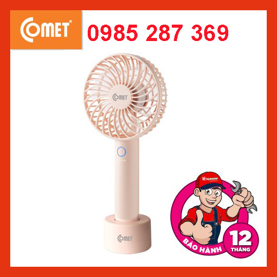 Quạt mini Cầm Tay tích điện sạc pin Comet CAO CẤP CRF1004 4W có đế rời, 6 cánh quạt Chính hãng