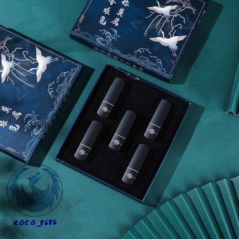 Set son nội địa trung drohoo set 5 thỏi chạm khắc 3d cổ trang