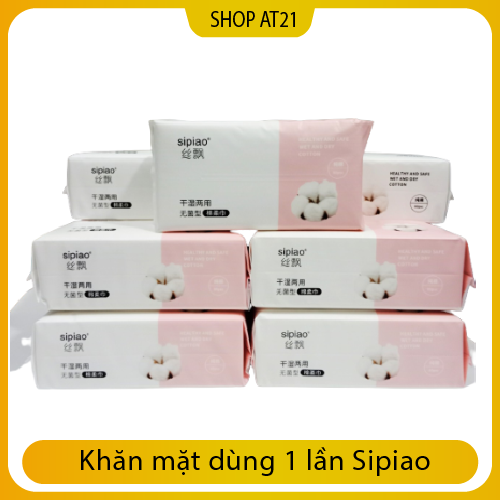 Khăn mặt dùng 1 lần Sipiao, khăn lau mặt dùng 1 lần cotton, khăn khô, lau khô lau ướt, tiện lợi, dễ sử dụng, 1 bịch 80 khăn