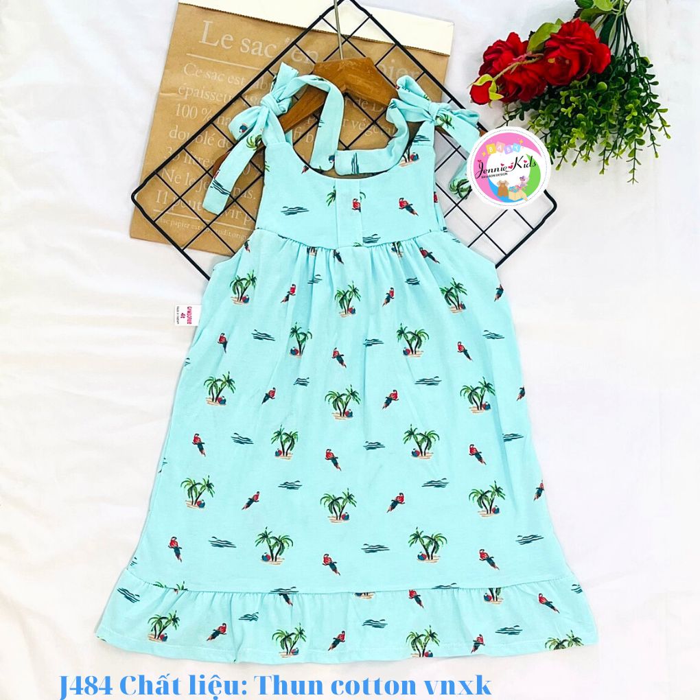 [17-35kg] Váy đầm dây bé gái size nhỡ chất thun cotton VNXK Jennie kids J542