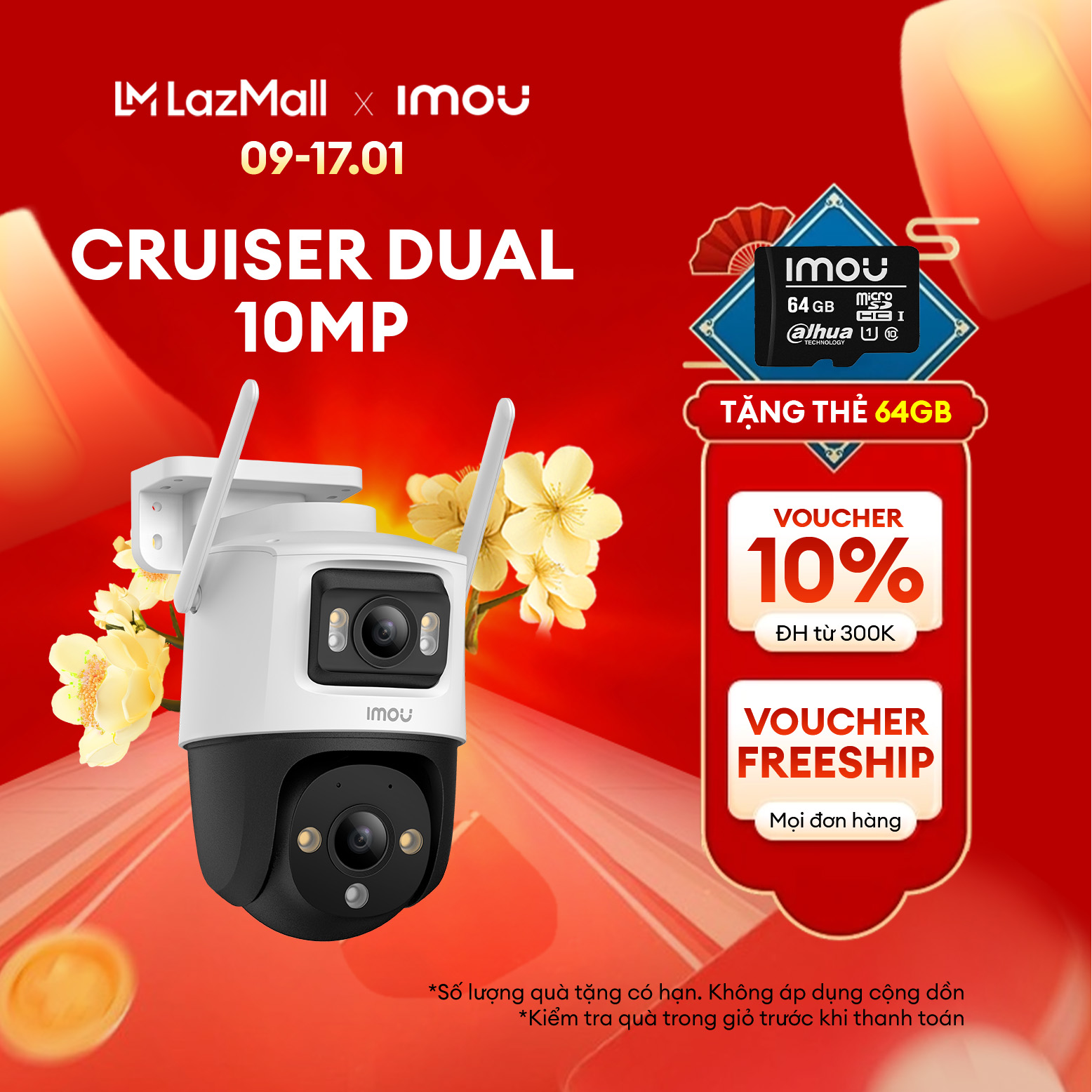 Camera Wifi ngoài trời Imou Cruiser Dual 6MP 10MP I Xoay 360° | Phát hiện con người | Bảo hành 2 năm