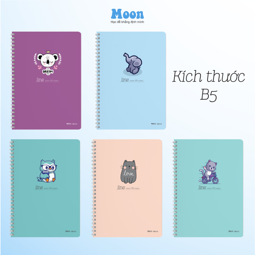 Sổ caro lò xo b5 80/120/180 trang moonbook