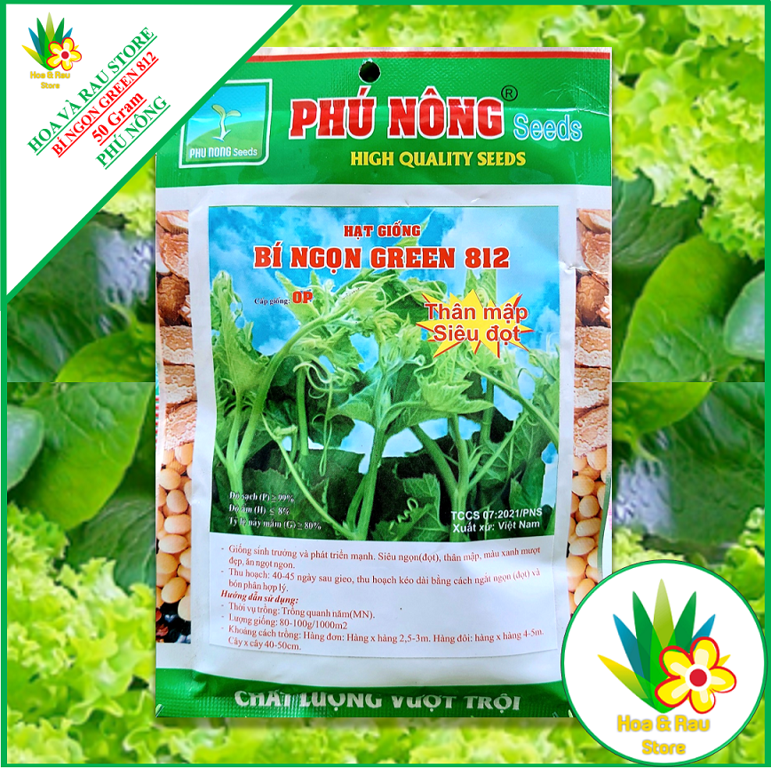 Hạt giống bí đỏ ăn ngọn - bí siêu đọt pn-812 - 50gr - bí đọt - bí ngọn - phú nông - hoa và rau store - bí ăn đọt