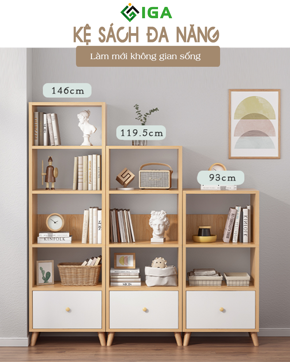 Tủ Sách Gỗ Đa Tầng Phong Cách Nordic - GP144