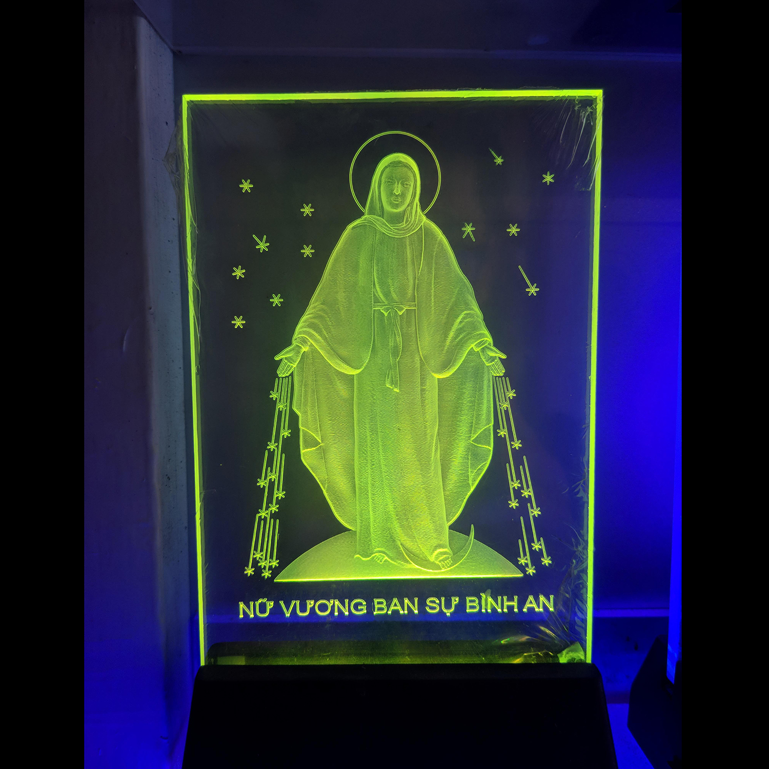 MICA 7 MÀU LED HÌNH ĐỨC MẸ BAN ƠN 10X15(CM)