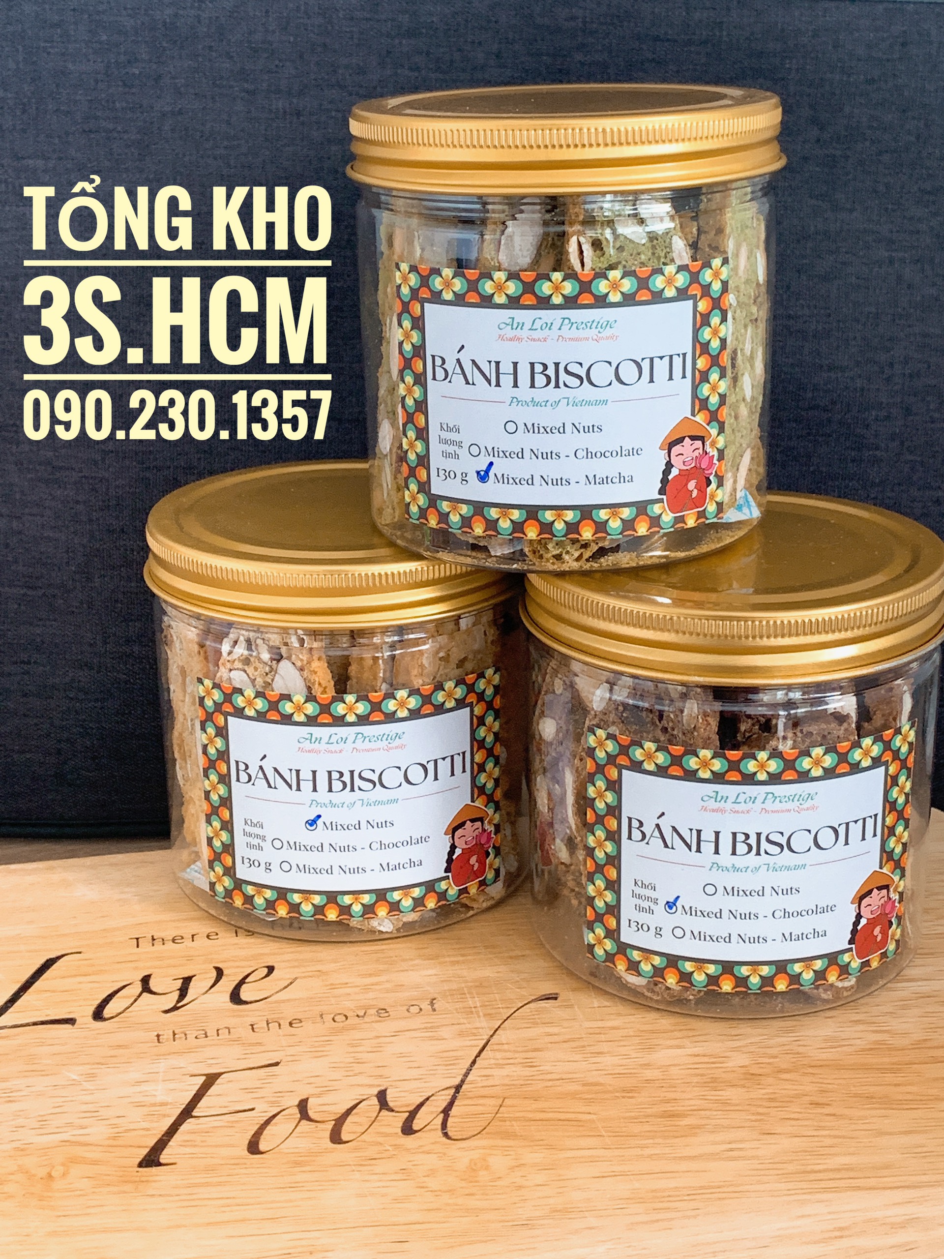 Bánh Biscotti Mix Hạt hiệu An Lợi, Không Đường, ăn kiêng, healthy snacks, quà tặng