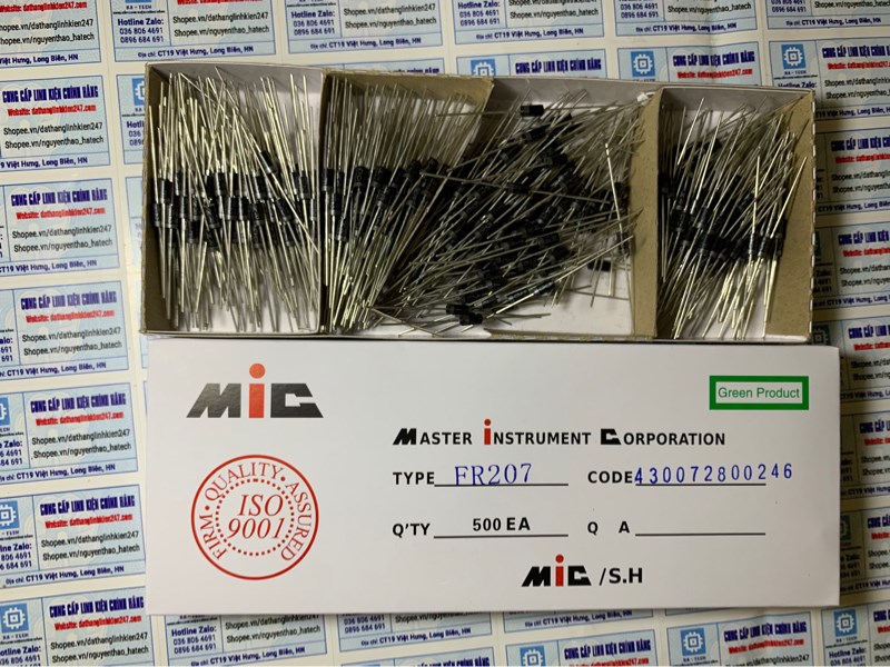 Diode xung 2a 1000v fr207 dip túi 10 con