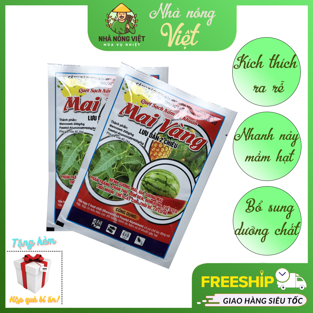 Thuốc Trừ Bệnh Quét Sạch Nấm Vi Khuẩn Mai Vàng Lưu Dẫn 2 Chiều– 30g, Thuốc Trừ Sâu Sinh Học Gây Hại Cây Trồng Như Nứt Thân Xì Mủ, Chết Cây Thối Rễ – Nhà Nông Việt
