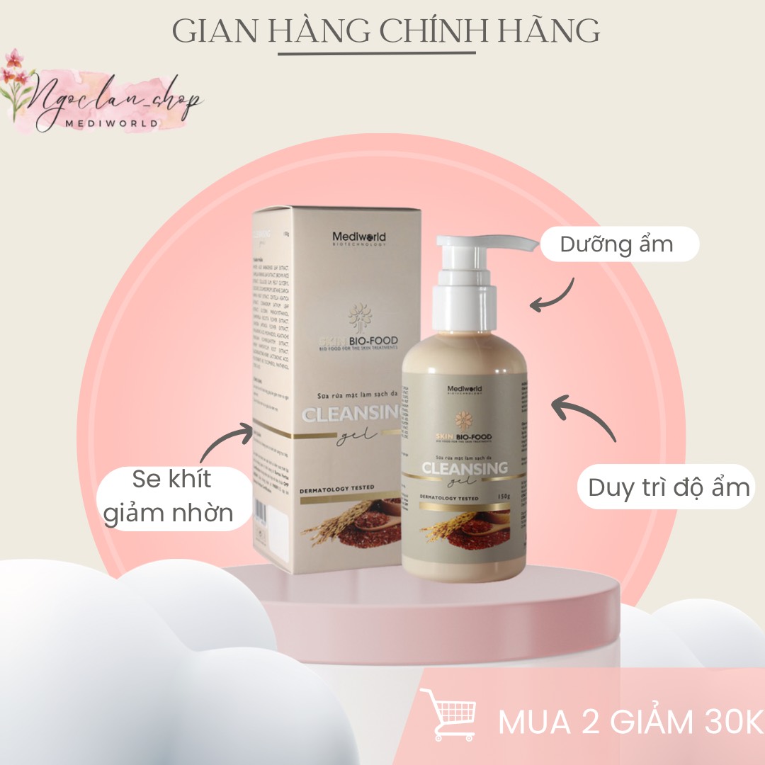 (Mẫu Mới) Sữa rửa mặt bio CLEANSING GEL BIO-FOOD MEDIWORLD