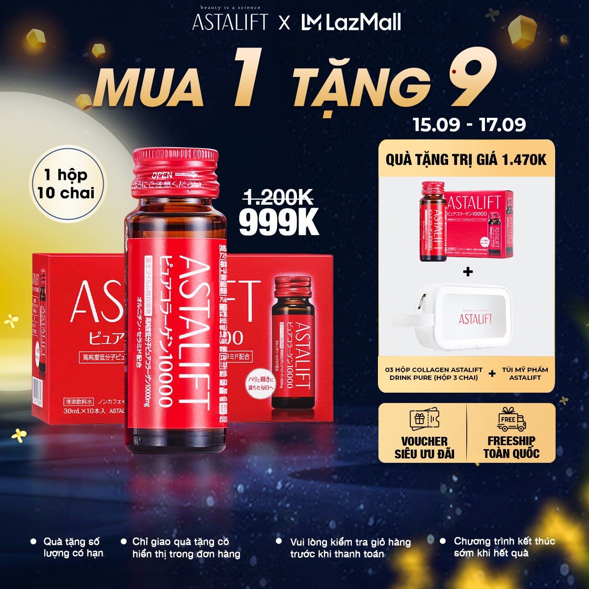 Nước Uống Pure Collagen Astalift Nhật Bản Ngăn Ngừa Lão Hoá Nuôi Da Căng Bóng Mịn Mượt Lâu Dài 10000mg/lọ 30ml