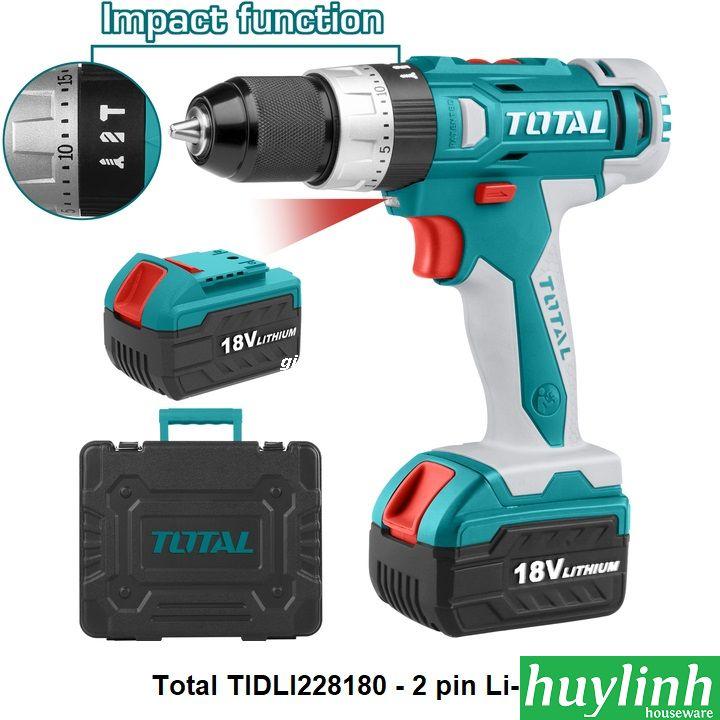 Máy khoan bê tông dùng pin total tidli228180 - 2 pin li-ion 18v