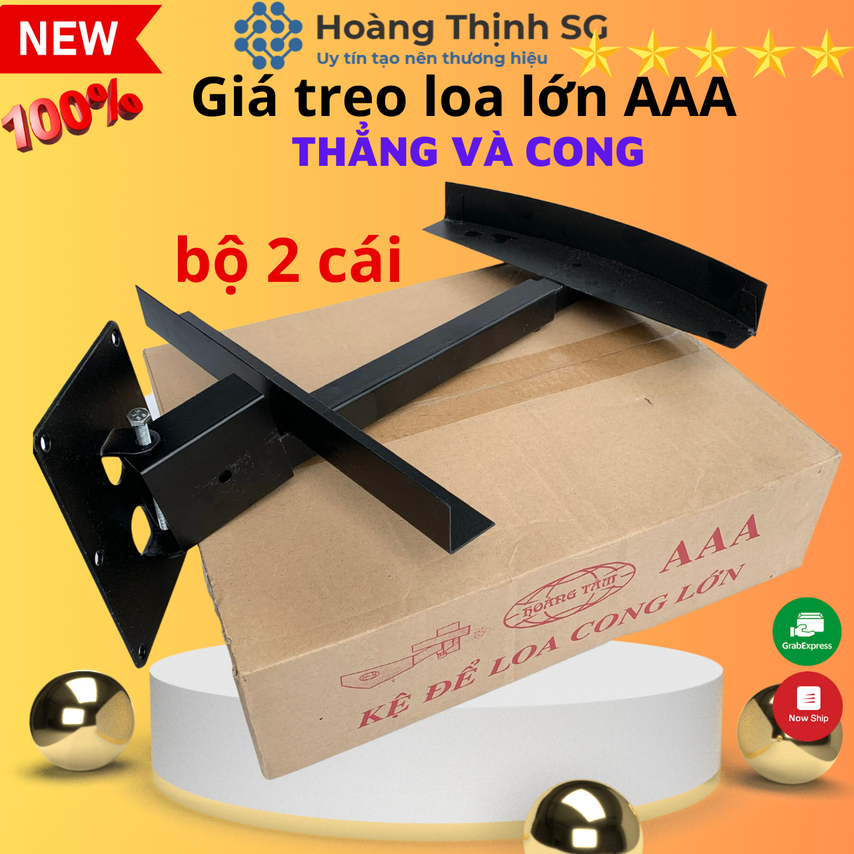 Giá treo loa lớn Cong - Thẳng AAA Hoàng Tâm, 2 cái kệ loa lớn, sắt dầy chắn chắn, bảo hành 12 tháng