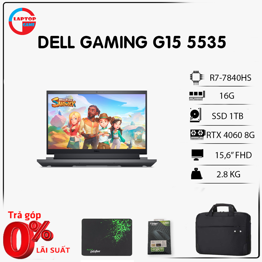 [Mới 100%] Dell Gaming G15 5530 (Core i7-13650HX, RTX 4060 8GB, 16GB, 1TB, 15,6" FHD 165Hz) Laptop chơi game đồ họa