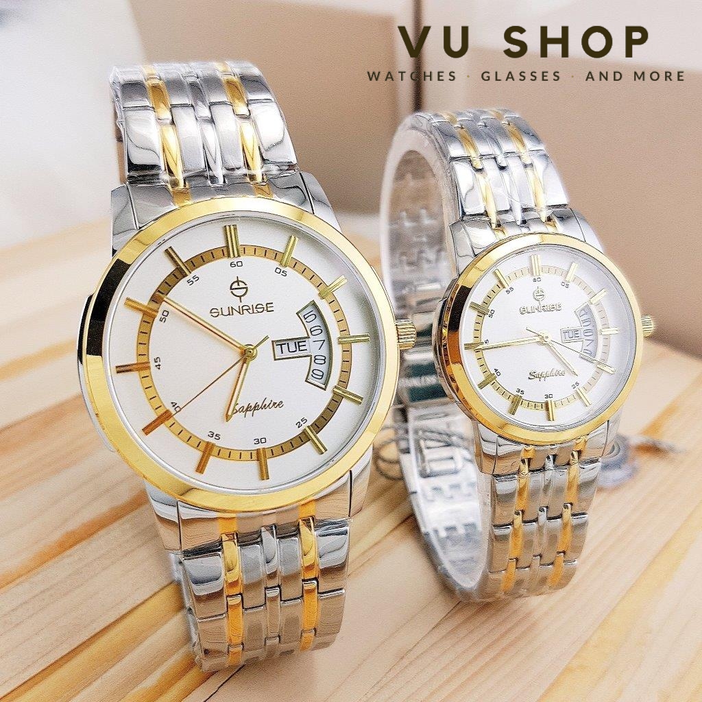Đồng hồ đôi sunrise dm767swa - 2 lịch