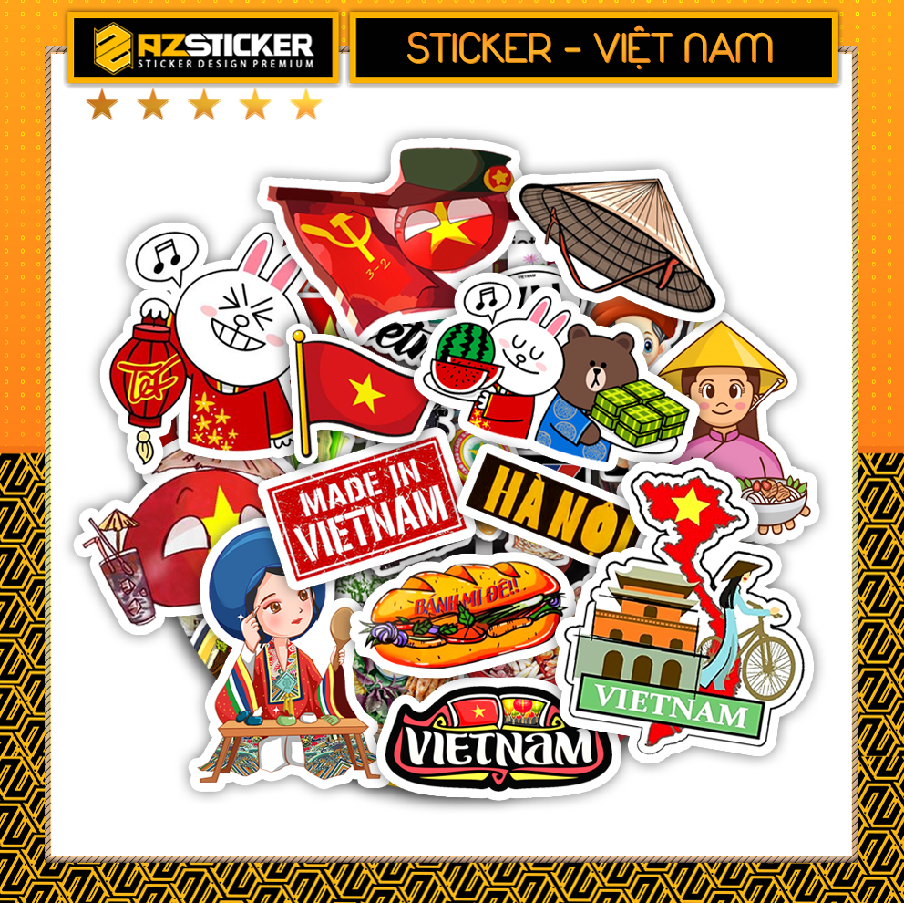 Sticker Chủ Đề Việt Nam | Dán Nón Bảo Hiêm, Điện Thoại, Laptop, Bình Nước...Chống Nước, Chống Bay Màu