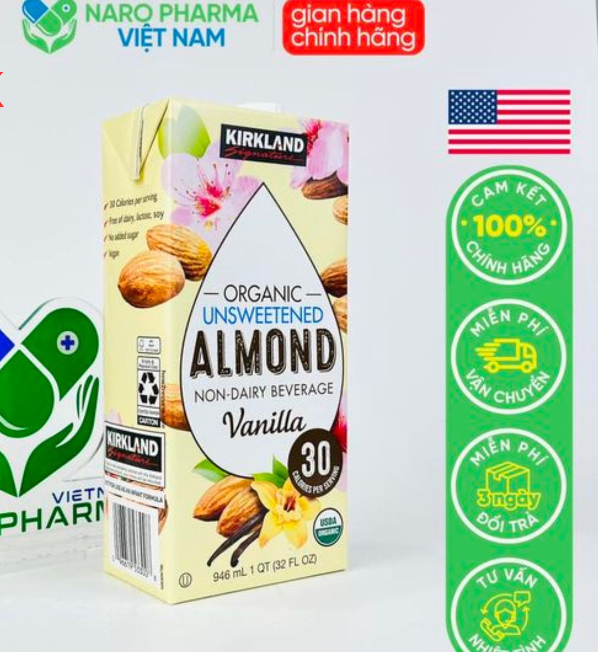 Sữa Hạnh Nhân Kirkland Signature Organic Unsweetened Almond Vanilla 946 ml