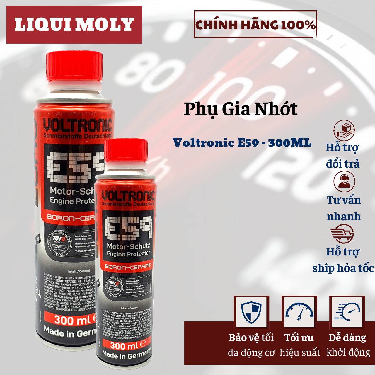 Voltronic e59 phụ gia phủ sứ bảo vệ động cơ 300ml- sản xuất tại đức