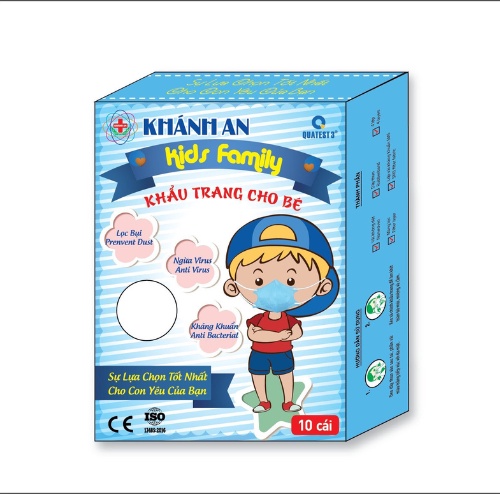 Khẩu Trang 3D Trẻ Em 4 Lớp size S Mẫu Xanh Trắng Hồng