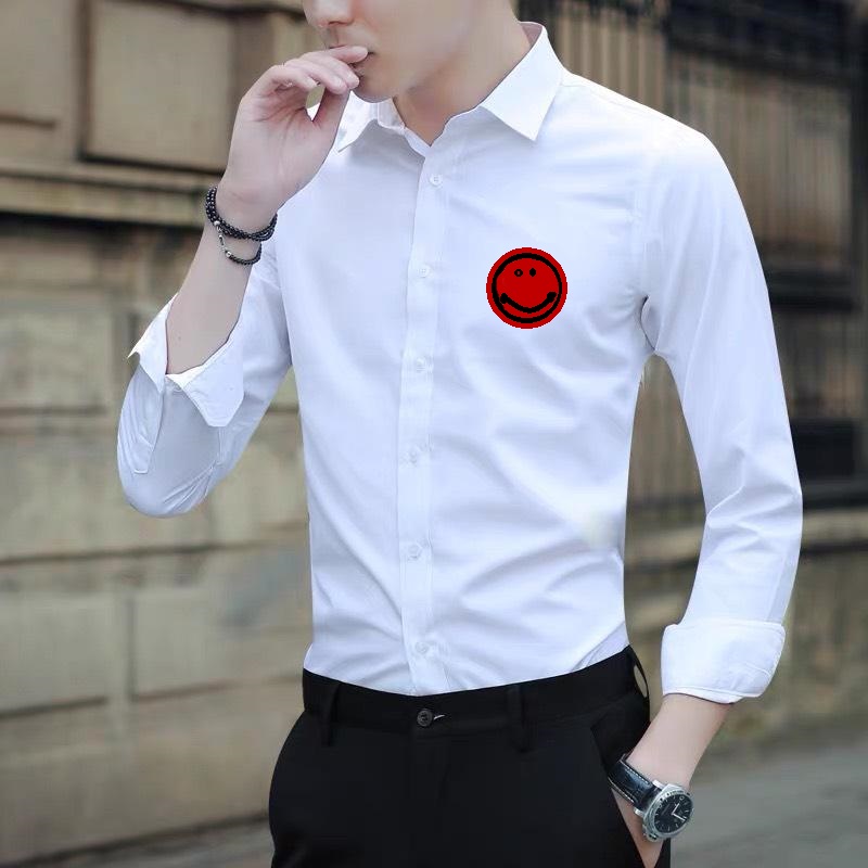 [HCM]ÁO SƠ MI NAM HÌNH EMOJI VẢI LUA MỀM MỊN, KHÔNG XÙ, CHỐNG NHĂN, THOÁNG MÁT - MÀU TRẮNG (TỪ 40-95KG)