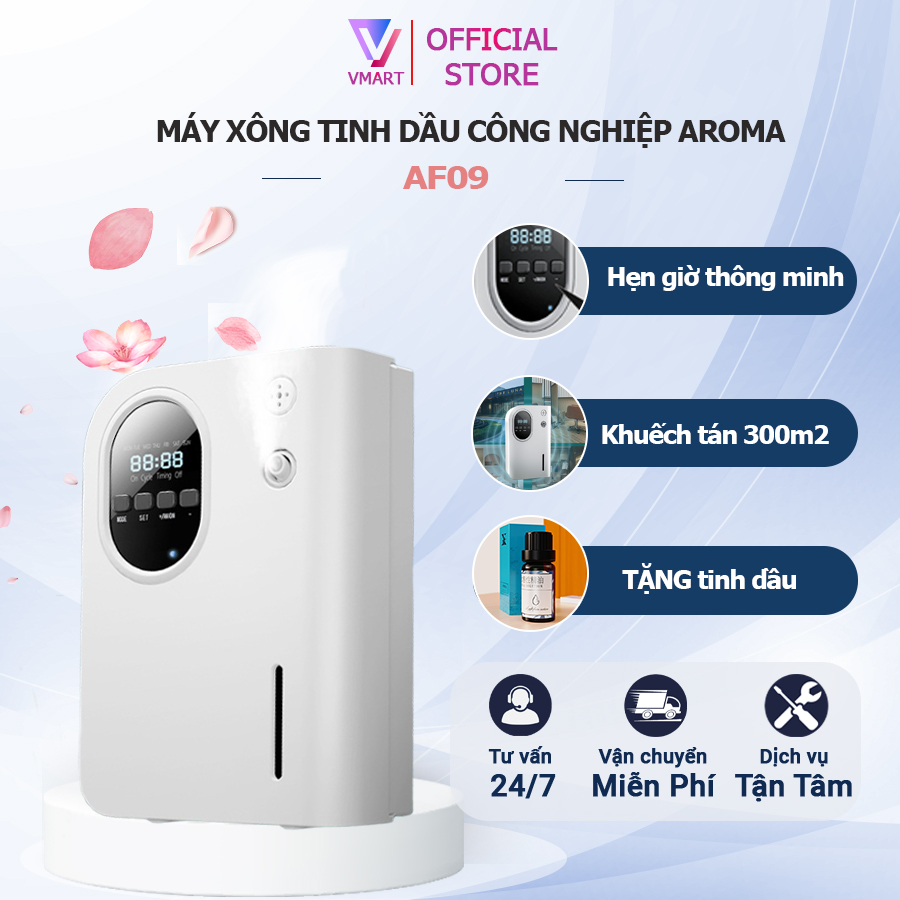 Máy xông tinh dầu máy khuếch tán tinh dầu AROMA AF09 công nghiệp công suất lớn diện tích 300m2 kết nối bluetooth và APP