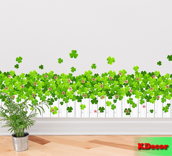 Decal dán tường Chân tường cỏ ba lá