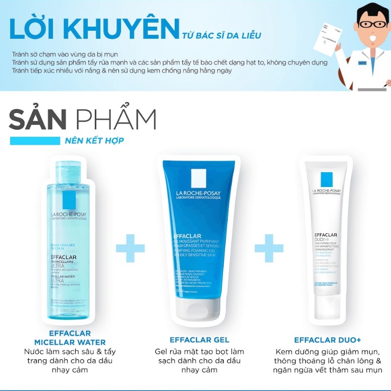 [Mã FMCGMALL giảm 8  đơn 250K] Kem Giảm Mụn La Roche-Posay Effaclar DOU  giảm thâm thông thoáng lỗ chân lông 40ml